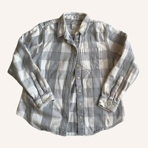L.L.Bean flannel in gray/blue & white, XS Petite 100% organic cotton, pristine